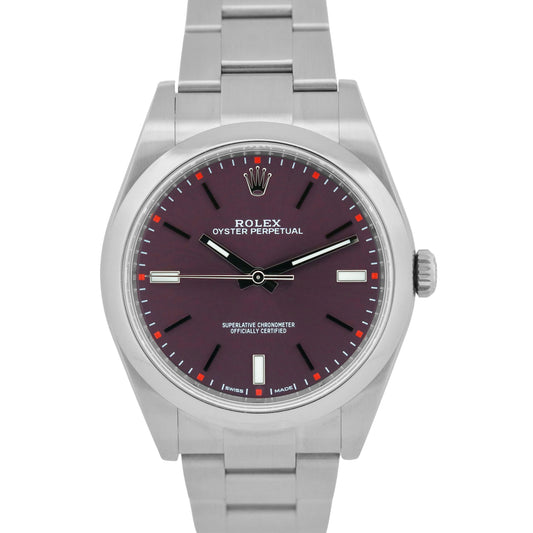 UNPOLISHED Rolex Oyster Perpetual PURPLE GRAPE 39mm Stainless Steel 114300 BOX