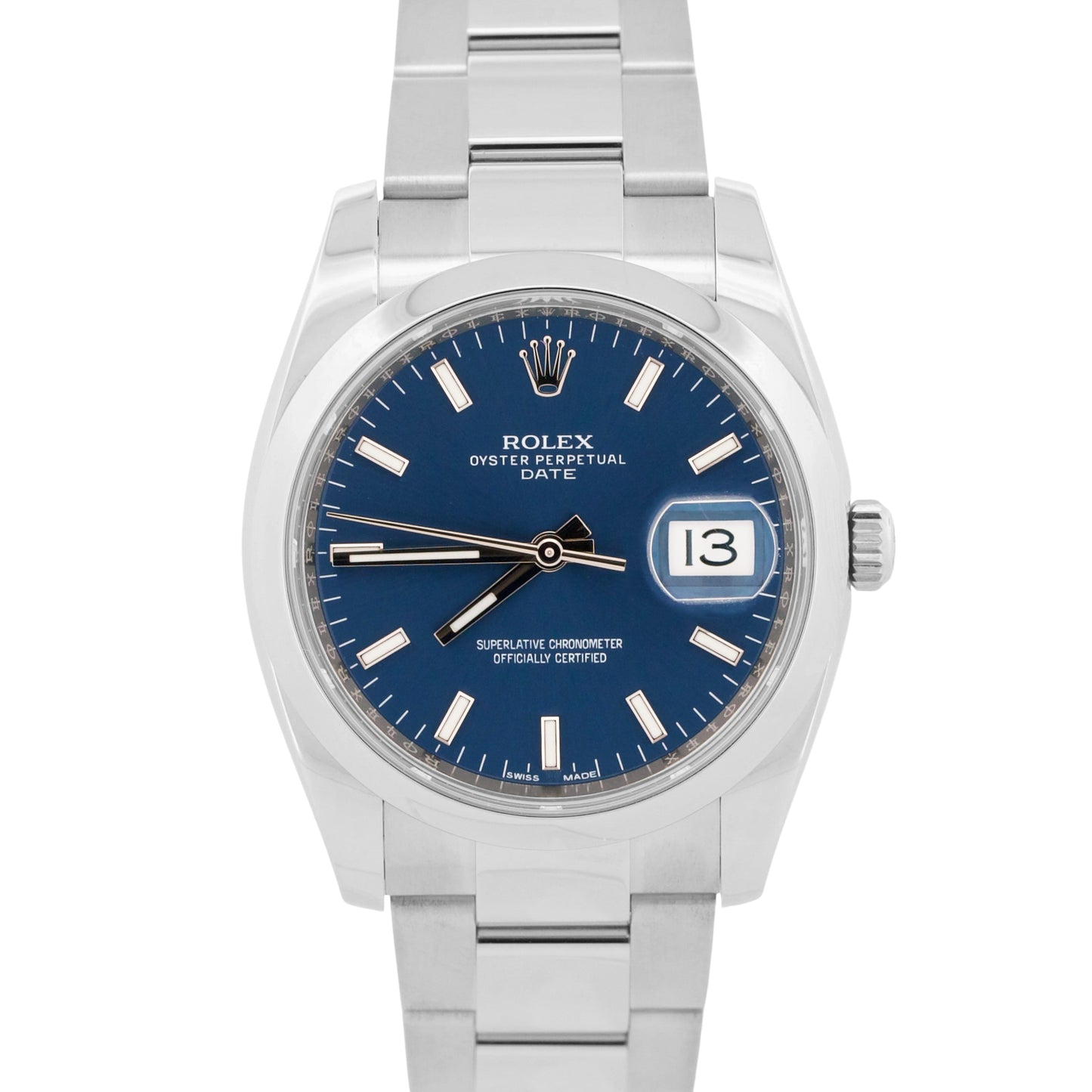 2020 PAPERS Rolex Oyster Perpetual Date Steel BLUE Smooth 34mm 115200 Watch BOX