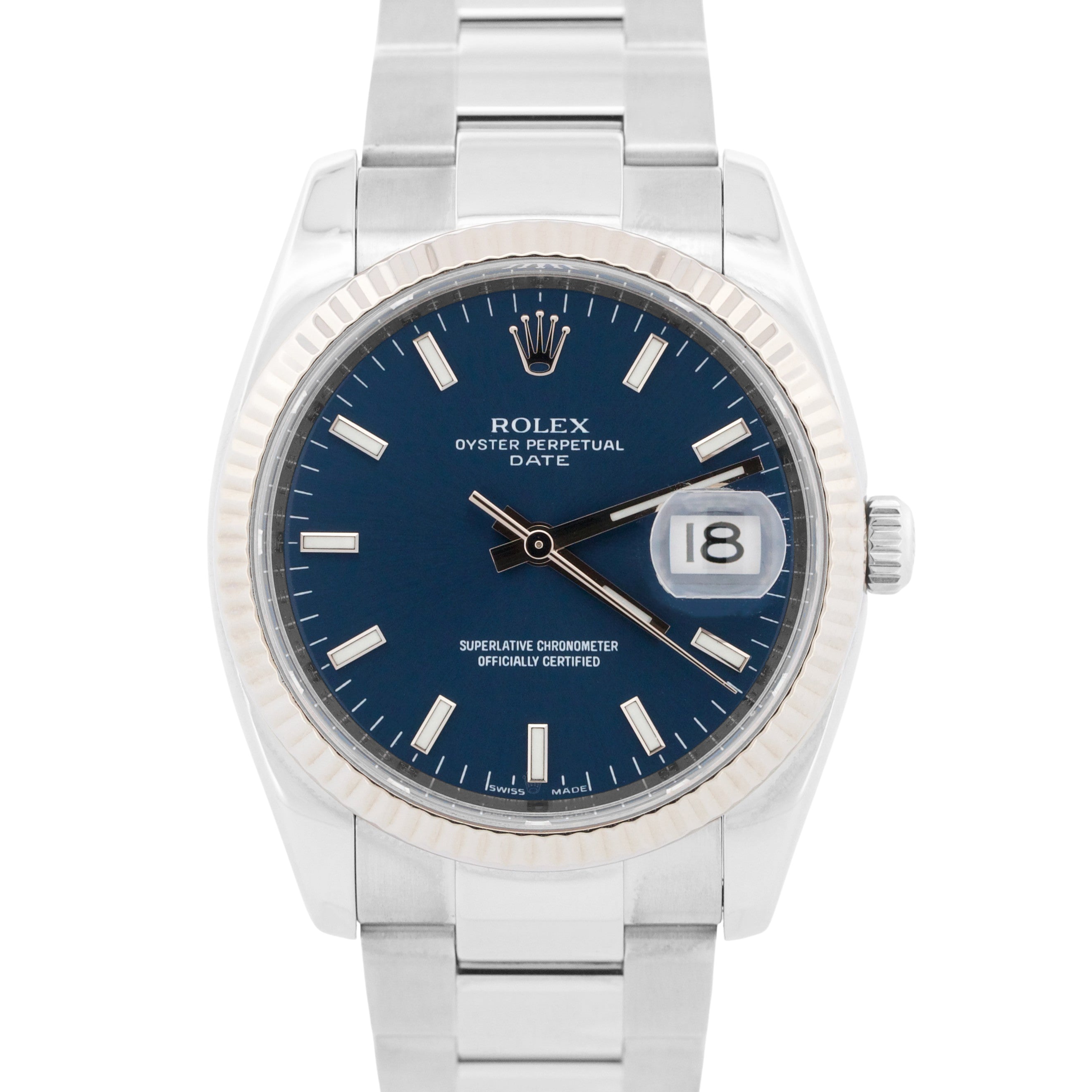 ミュウツーEX 25thAnniversaryCollection Rolex Oyster Perpetual Date BLUE 18K Gold Steel 34mm Fluted OYSTER