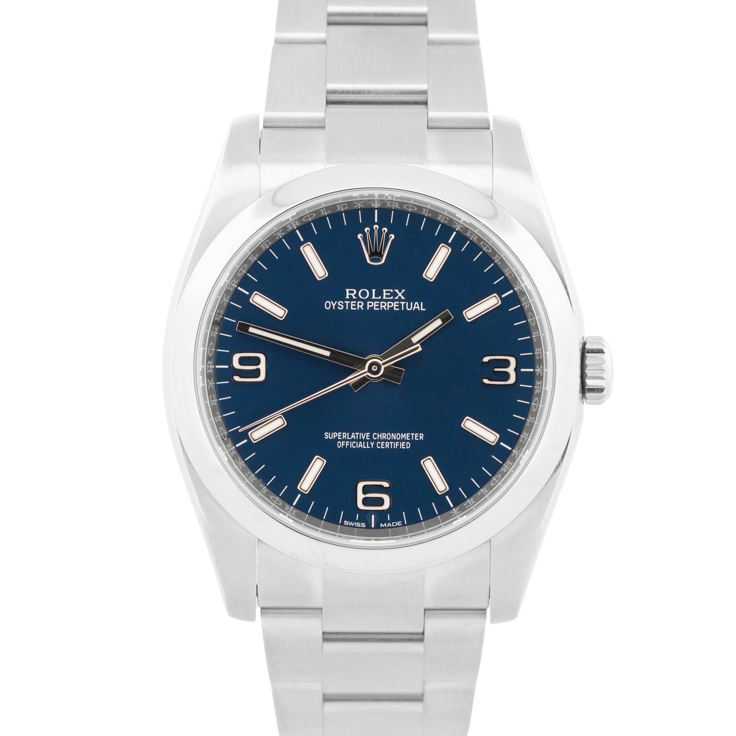 2017 PAPERS Rolex Oyster Perpetual 36mm BLUE 3-6-9 Stainless Steel 116000 BOX