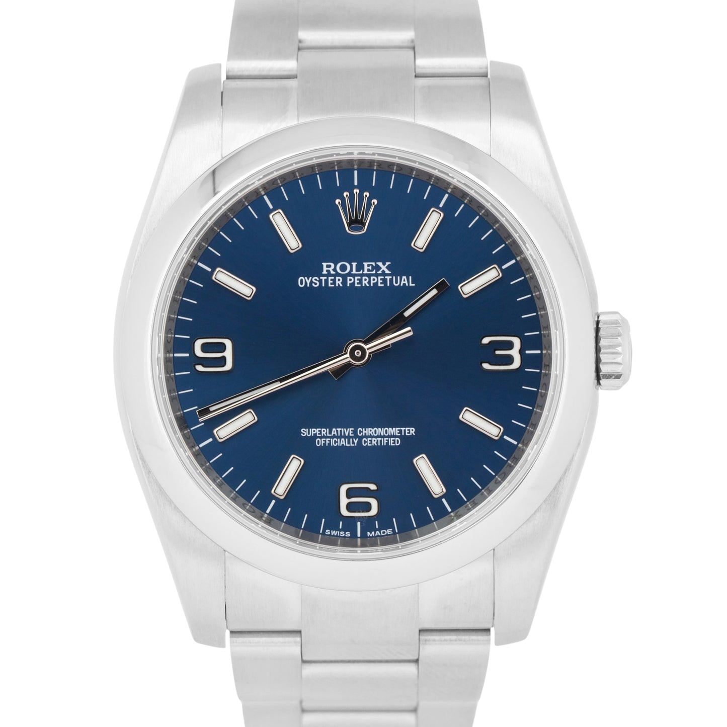 MINT Rolex Oyster Perpetual BLUE Stainless Steel 3-6-9 Automatic 36mm 116000