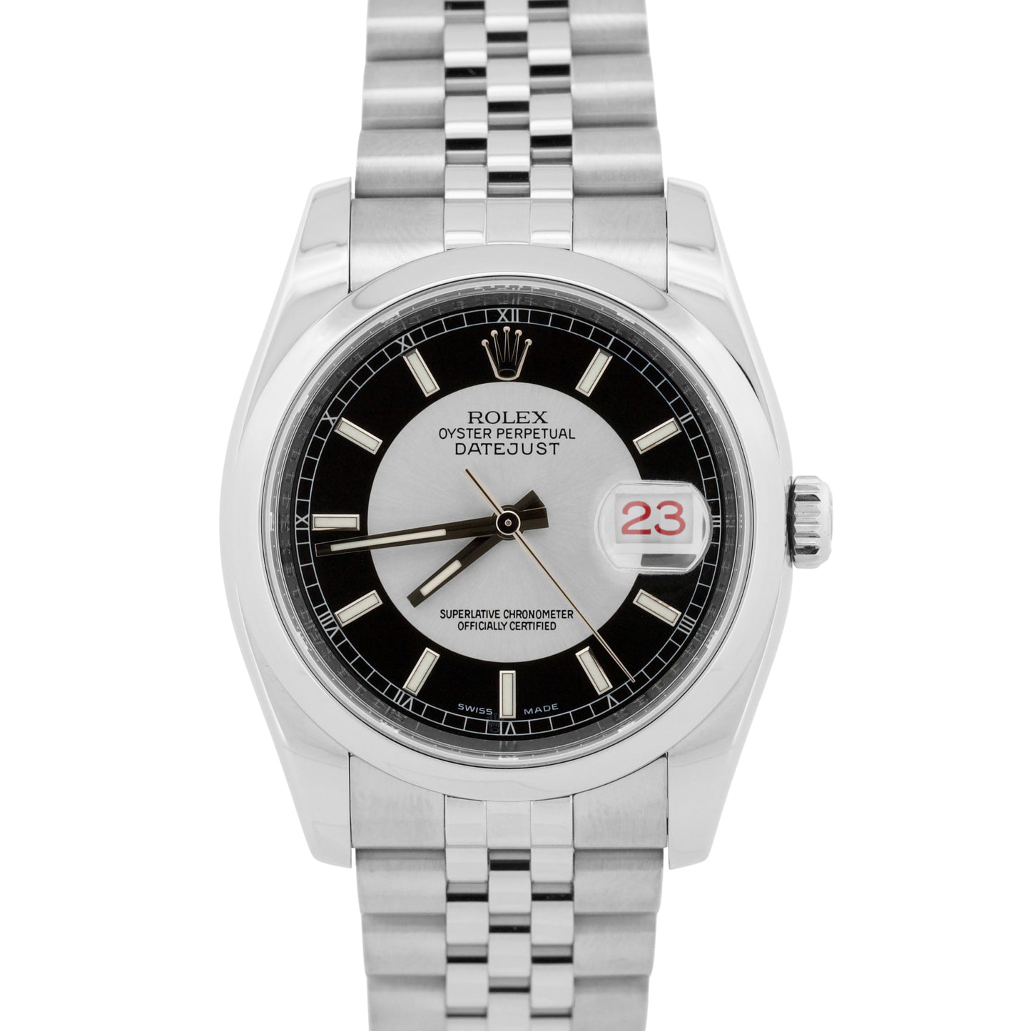 Rolex DateJust 36 TUXEDO Black Silver Steel JUBILEE 36mm RED ROULETTE 116200