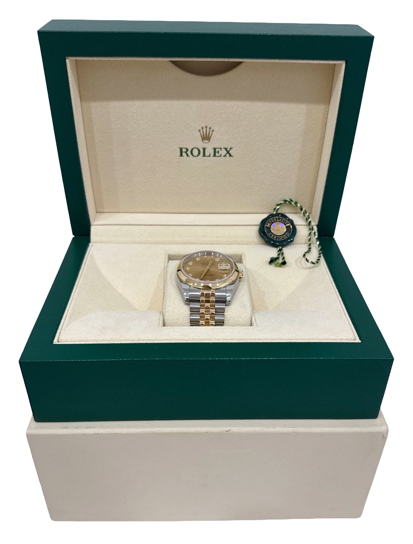 Rolex DateJust 36mm CHAMPAGNE DIAMOND 18K Gold Steel JUBILEE 116203 BOX