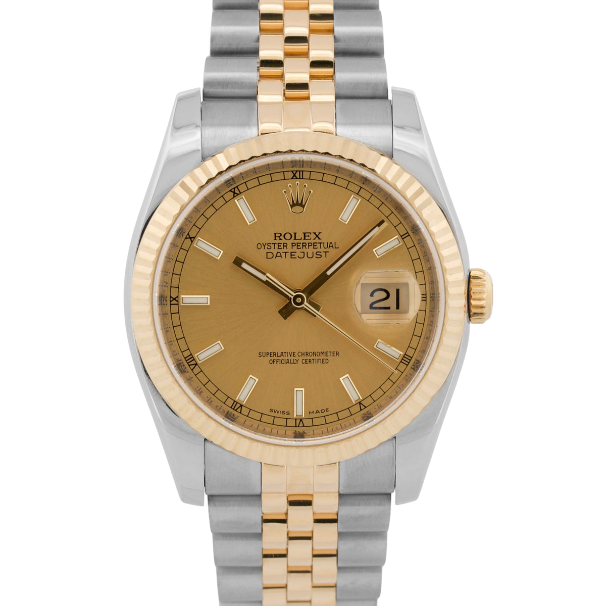 Rolex DateJust 116233 Champagne Two-Tone 18K Gold Steel Jubilee 36mm Watch