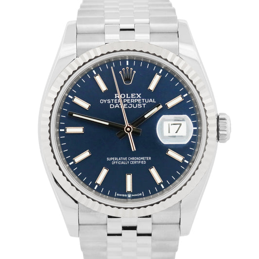 MINT 2023 Rolex DateJust 36 BLUE 18K Stainless Steel JUBILEE 126234 Watch BOX