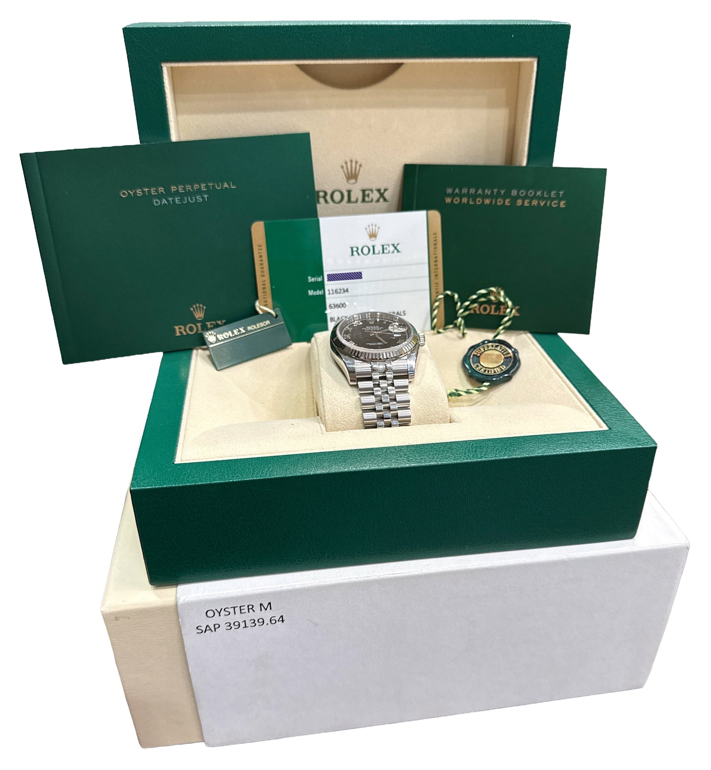 2019 PAPERS Rolex DateJust 36mm BLACK ROMAN 18K Gold Steel JUBILEE 116234 BOX