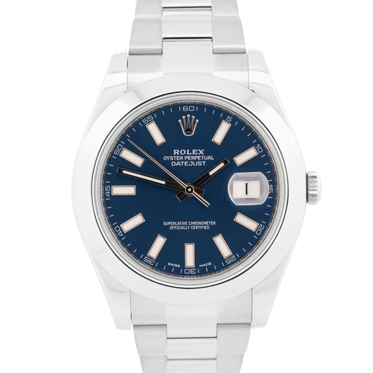 2016 PAPERS Rolex DateJust II 41mm BLUE Stainless Steel OYSTER 116300 Watch BOX