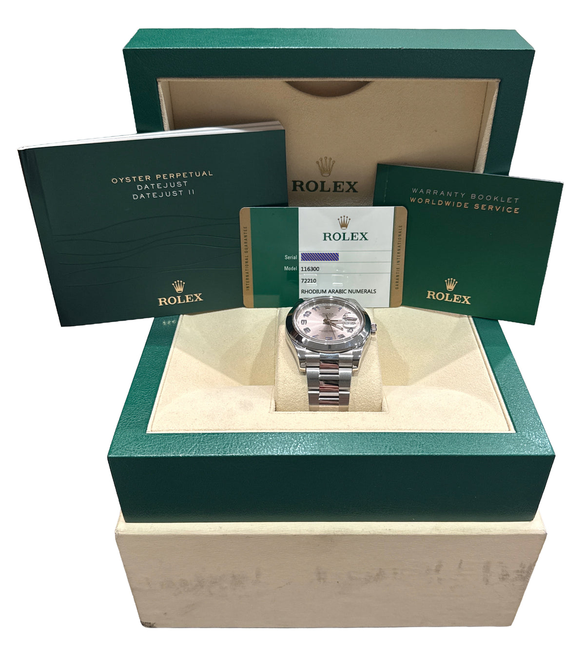 2008 Rolex DateJust II 116300 41mm Silver Arabic Steel Oyster Watch Box Papers