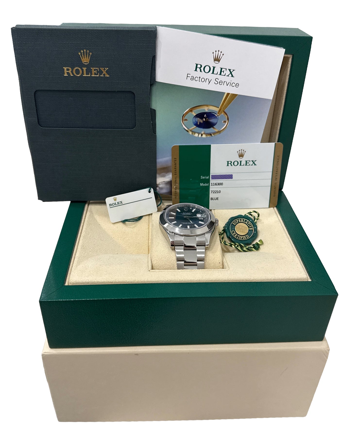 2016 PAPERS Rolex DateJust II 41mm BLUE Stainless Steel OYSTER 116300 Watch BOX