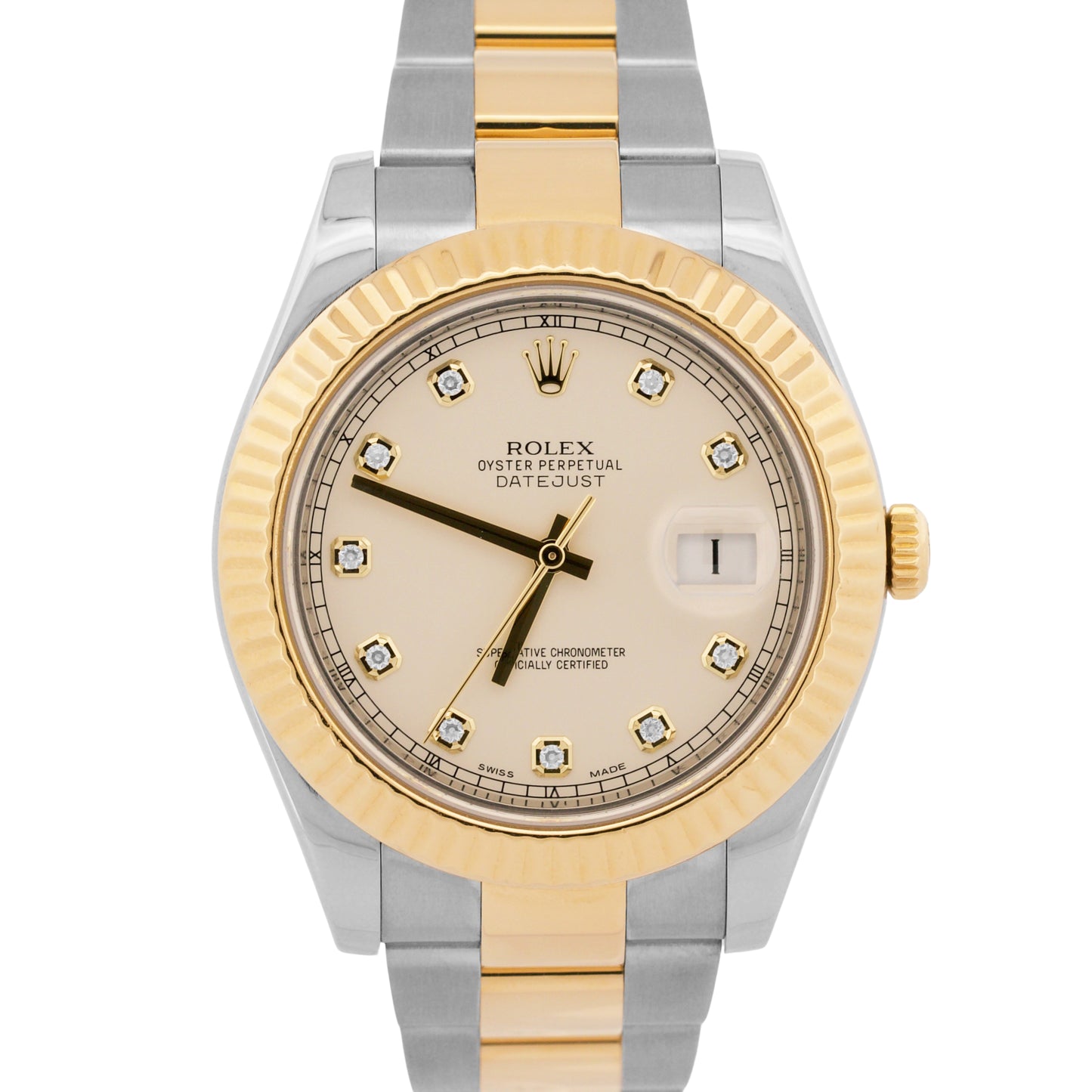 Rolex Datejust II 116333 Ivory Diamond 18K Yellow Gold Steel Oyster 41mm Watch