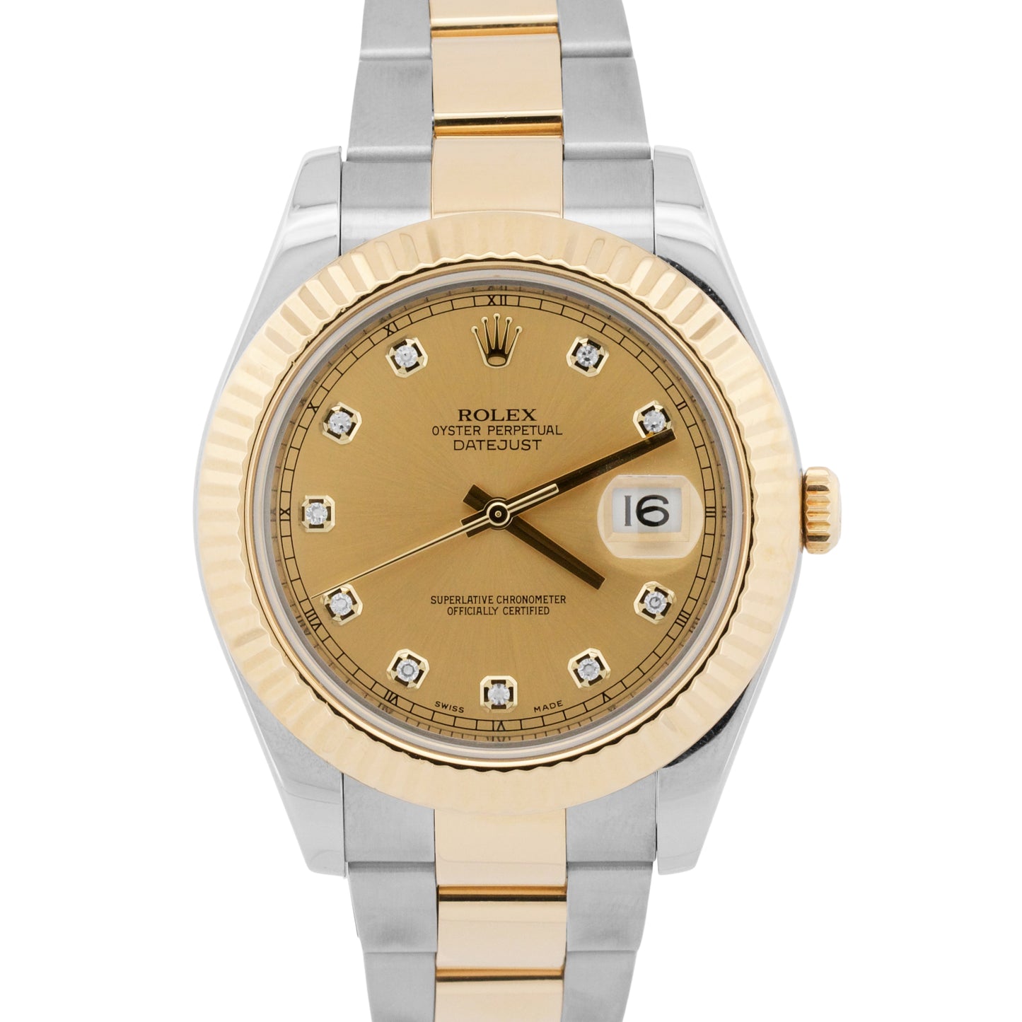 Rolex Datejust II CHAMPAGNE DIAMOND 18K Yellow Gold Steel OYSTER 41mm 116333