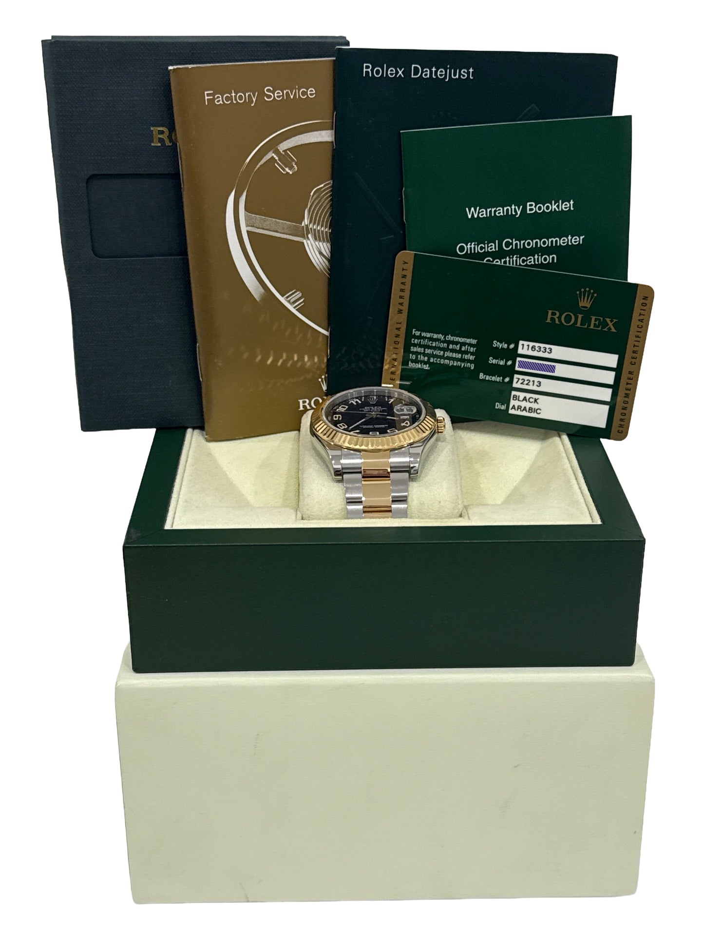 PAPERS Rolex Datejust II BLACK ARABIC 18K Gold Steel OYSTER 41mm 116333 BOX
