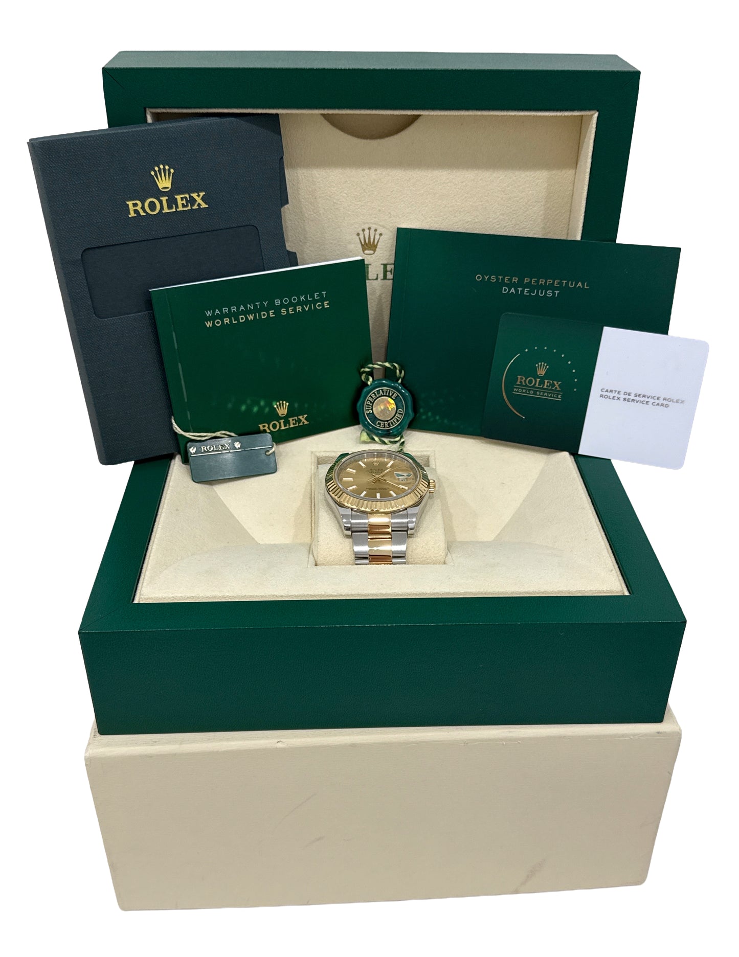 2024 RSC Rolex Datejust II CHAMPAGNE 18K Gold Stainless OYSTER 41mm 116333 BOX