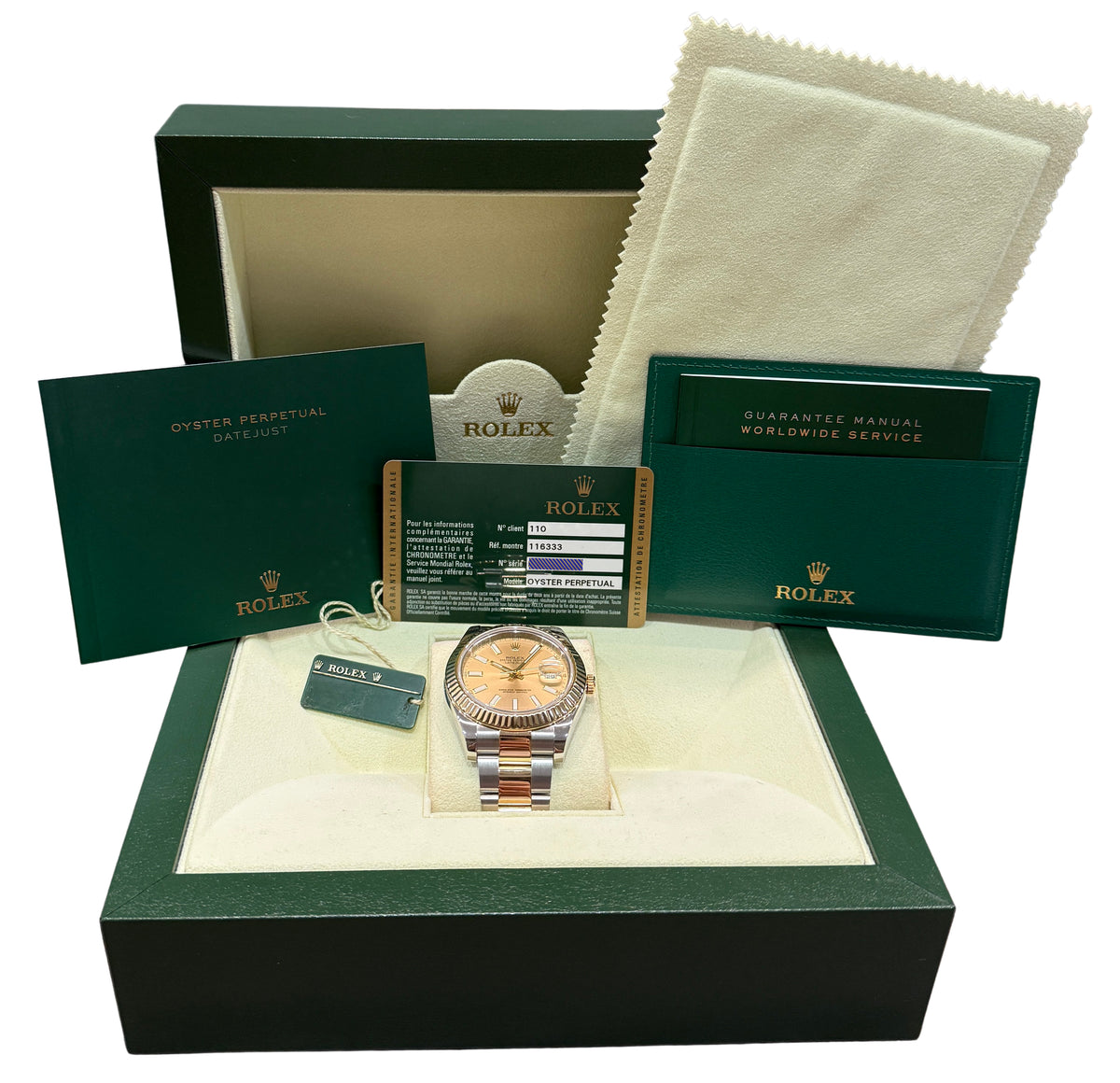 2010 Rolex Datejust II 116333 Champagne 18K Gold Steel Oyster 41mm Box Papers