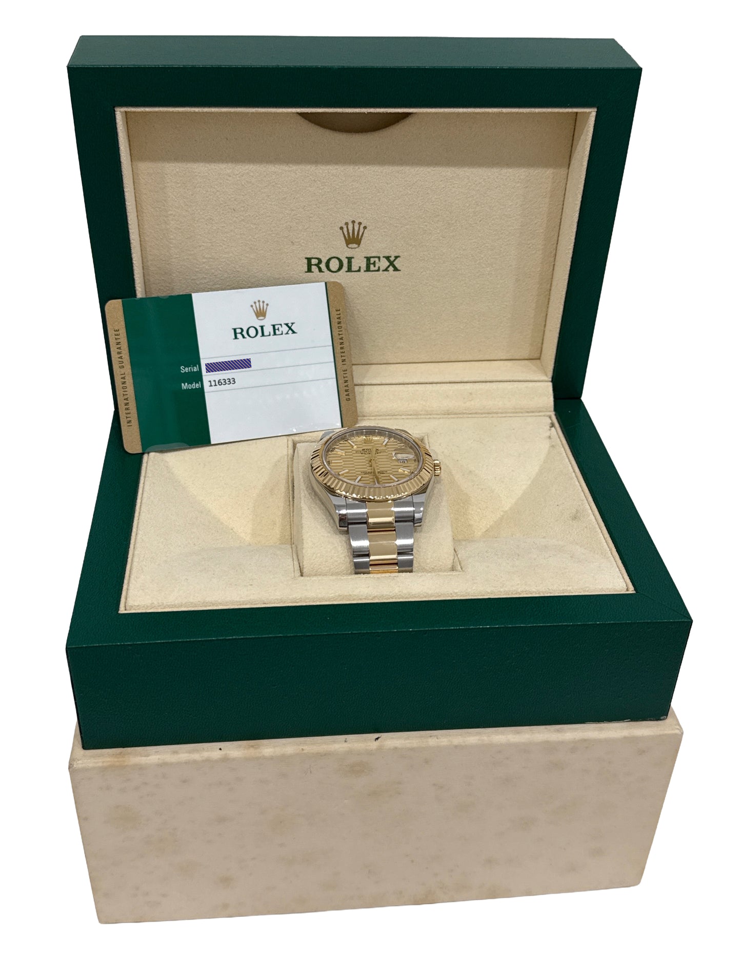 PAPERS Rolex Datejust II CHAMPAGNE MOTIF 18K Gold Steel OYSTER 41mm 116333 BOX