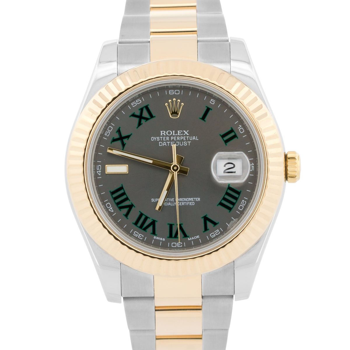 Rolex DateJust II 116333 Two-Tone Wimbledon 18K Gold Steel Oyster 41mm Watch