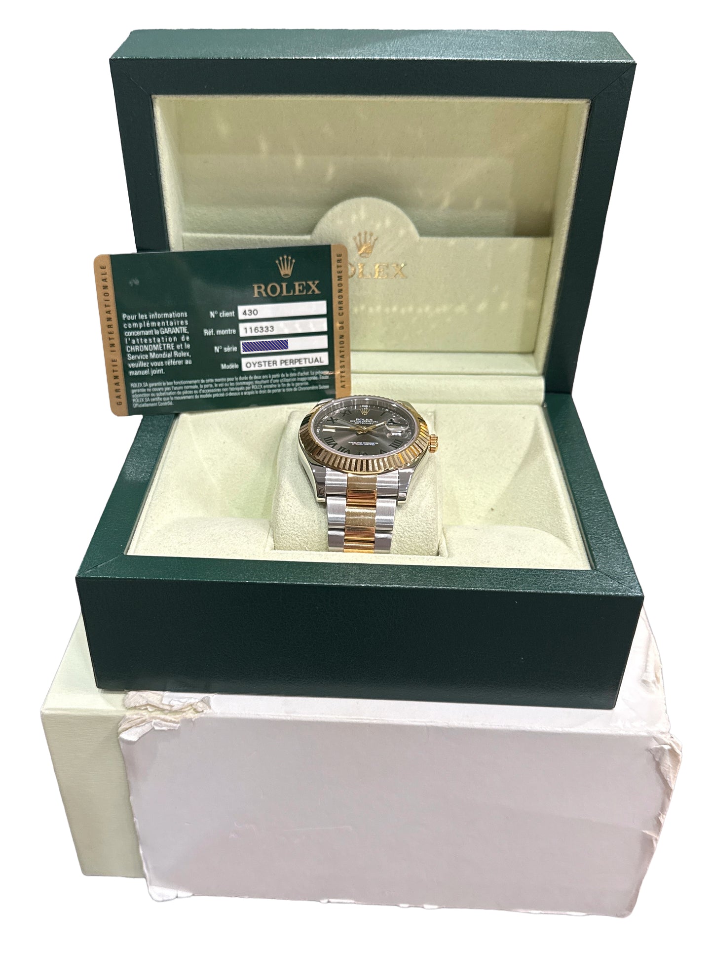 2014 PAPERS Rolex DateJust II WIMBLEDON 18K Gold Steel OYSTER 41mm 116333 BOX