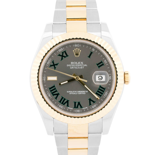2014 PAPERS Rolex DateJust II WIMBLEDON 18K Gold Steel OYSTER 41mm 116333 BOX