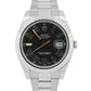 Rolex DateJust II BLACK ROMAN Stainless Steel Oyster 18K Gold 41mm Watch 116334