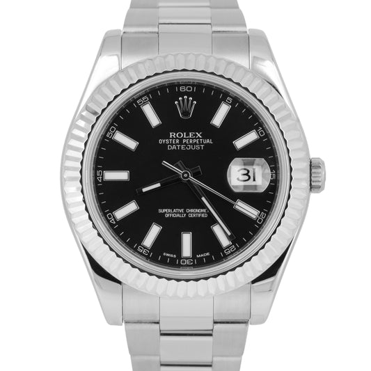 MINT Rolex DateJust II 41mm Silver Stainless Steel 18K White Gold 116334 Watch