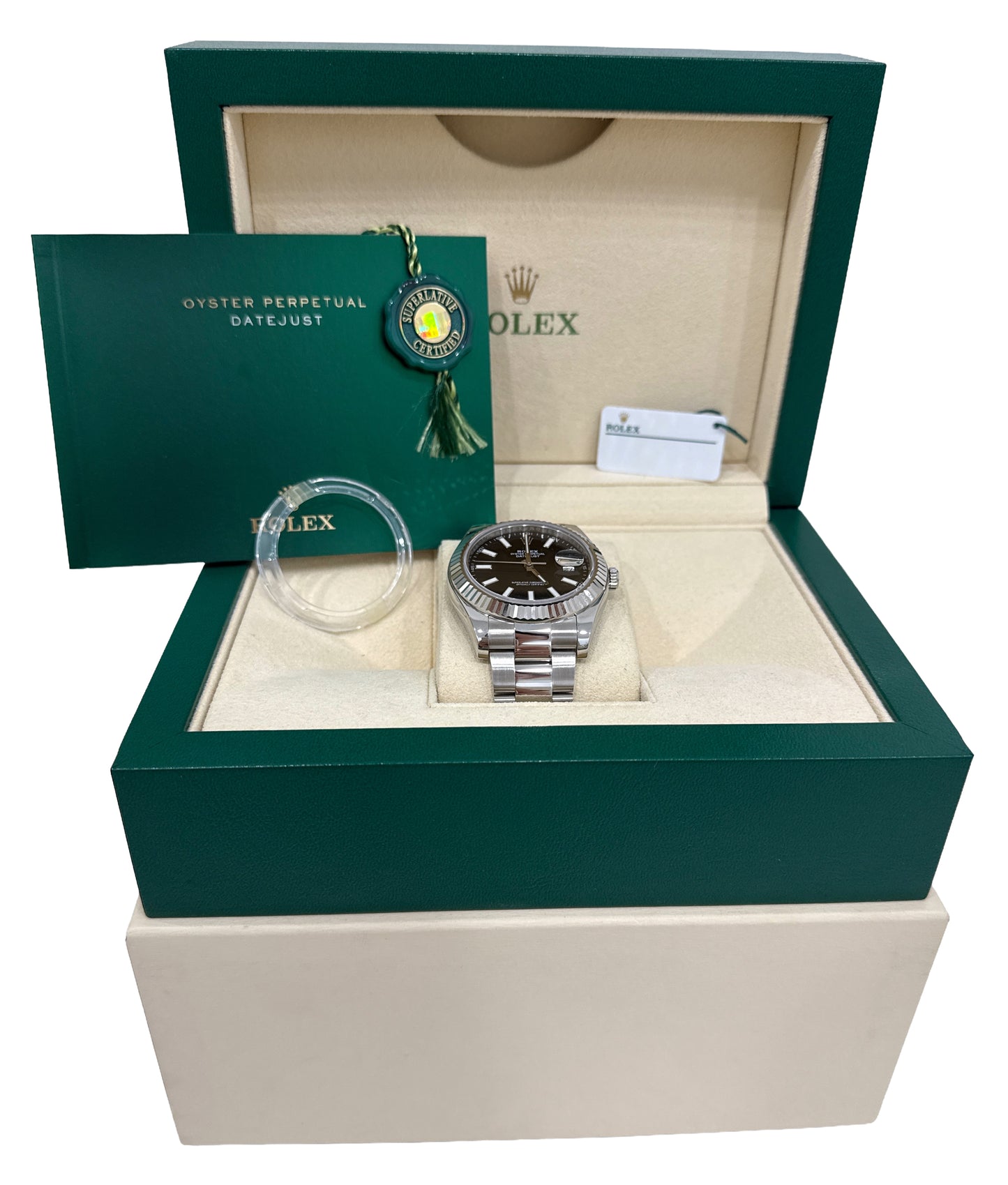 Rolex DateJust II BLACK Stainless Steel 18K Fluted OYSTER 41mm Watch 116334 BOX