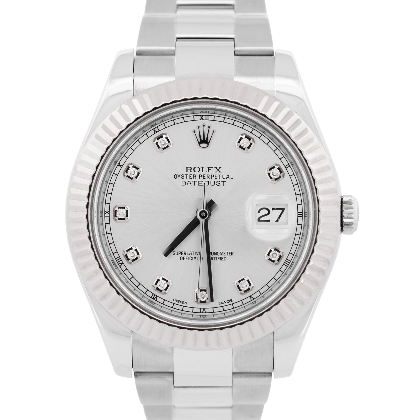 PAPERS Rolex DateJust II 41mm SILVER DIAMOND Steel 18K Gold OYSTER 116334 BOX