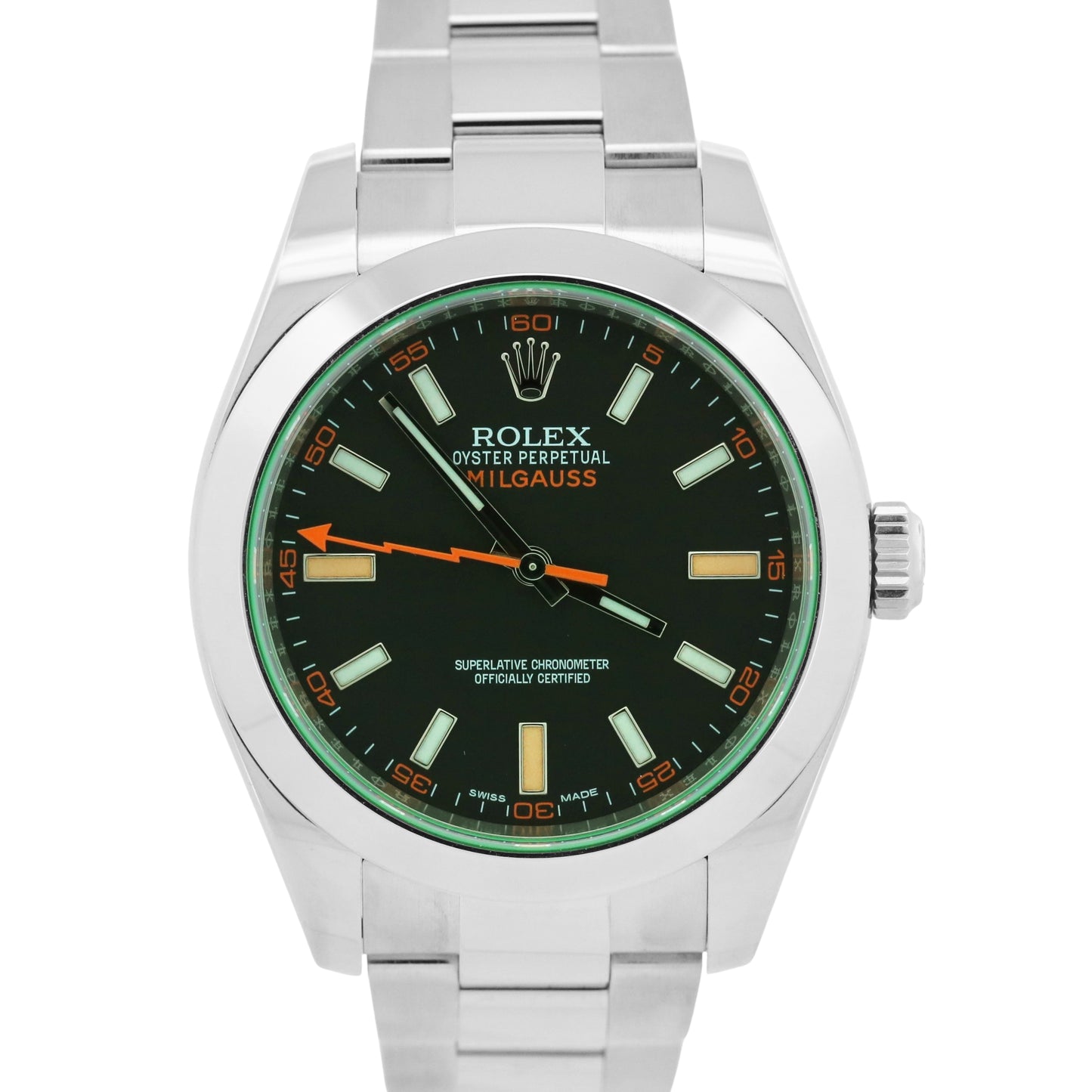 2023 PAPERS Rolex Milgauss BLACK Green Crystal 40mm Stainless 116400 GV BOX