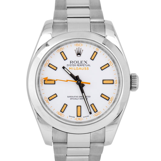 MINT Rolex Milgauss White Anti-Magnetic Oyster Stainless Steel 40mm Watch 116400