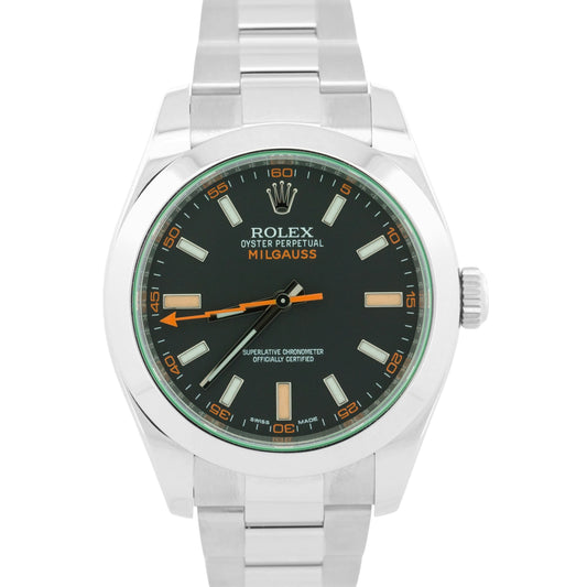 2021 PAPERS Rolex Milgauss Green BLACK 40mm 116400 GV Stainless Steel Watch BOX