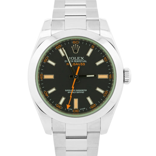 Rolex Milgauss BLACK Green Stainless Steel 40mm OYSTER Automatic 116400 GV Watch