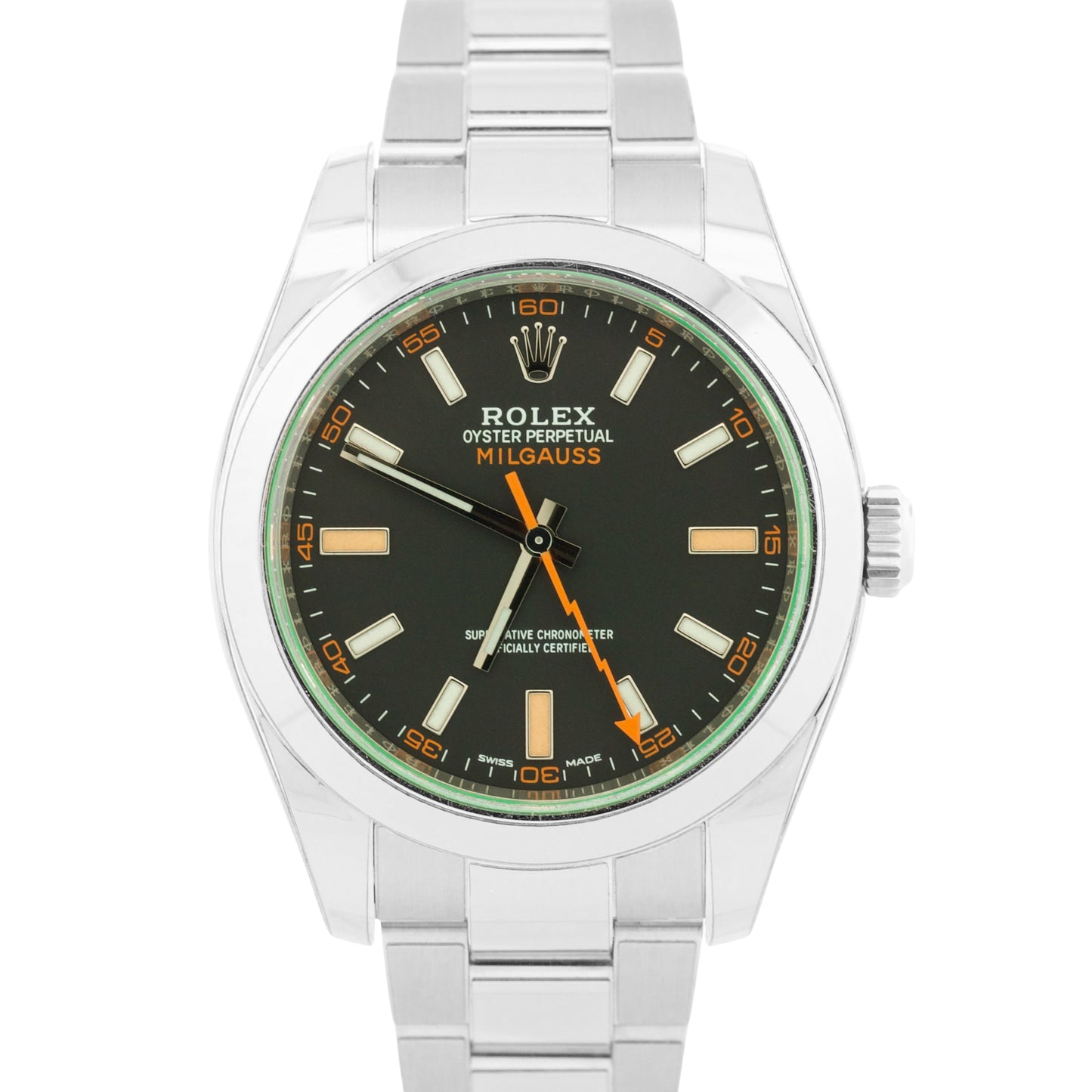 NEW 2021 PAPERS Rolex Milgauss BLACK Green 40mm Stainless Steel 116400 GV BOX