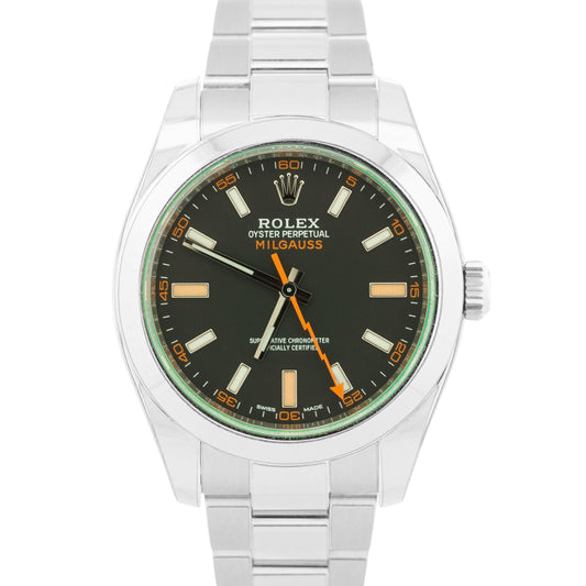 NEW 2021 PAPERS Rolex Milgauss BLACK Green 40mm Stainless Steel 116400 GV BOX