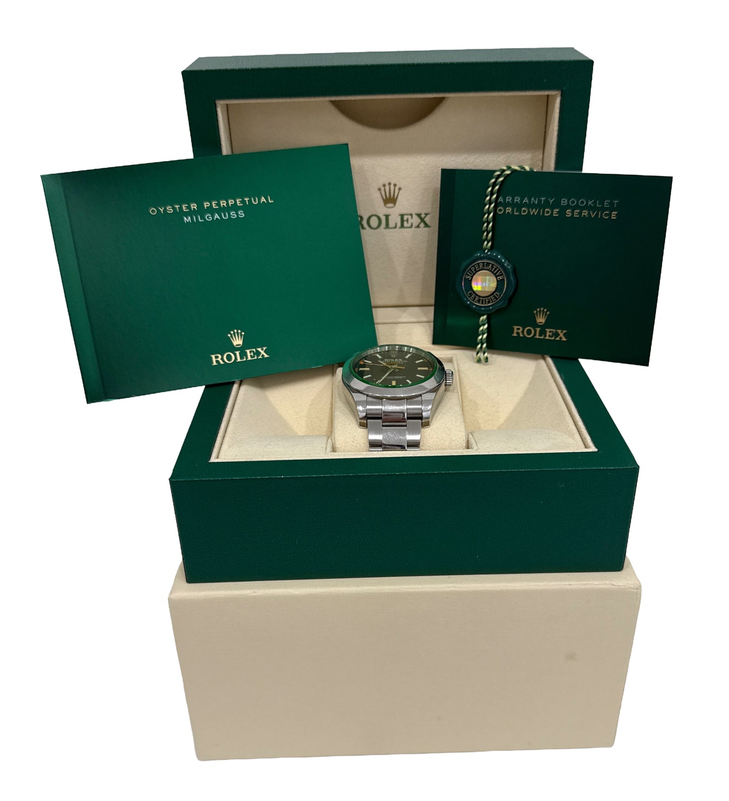Rolex Milgauss BLACK Orange Stainless Steel 40mm Smooth Oyster 116400 GV BOX