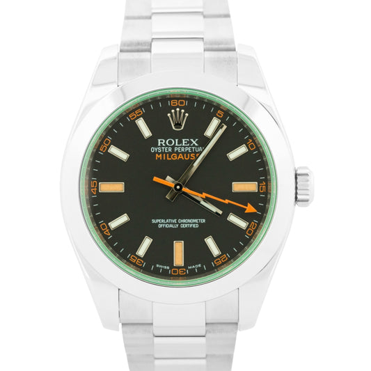 2009 PAPERS Rolex Milgauss BLACK 40mm Green 116400 GV Stainless Steel Oyster BOX