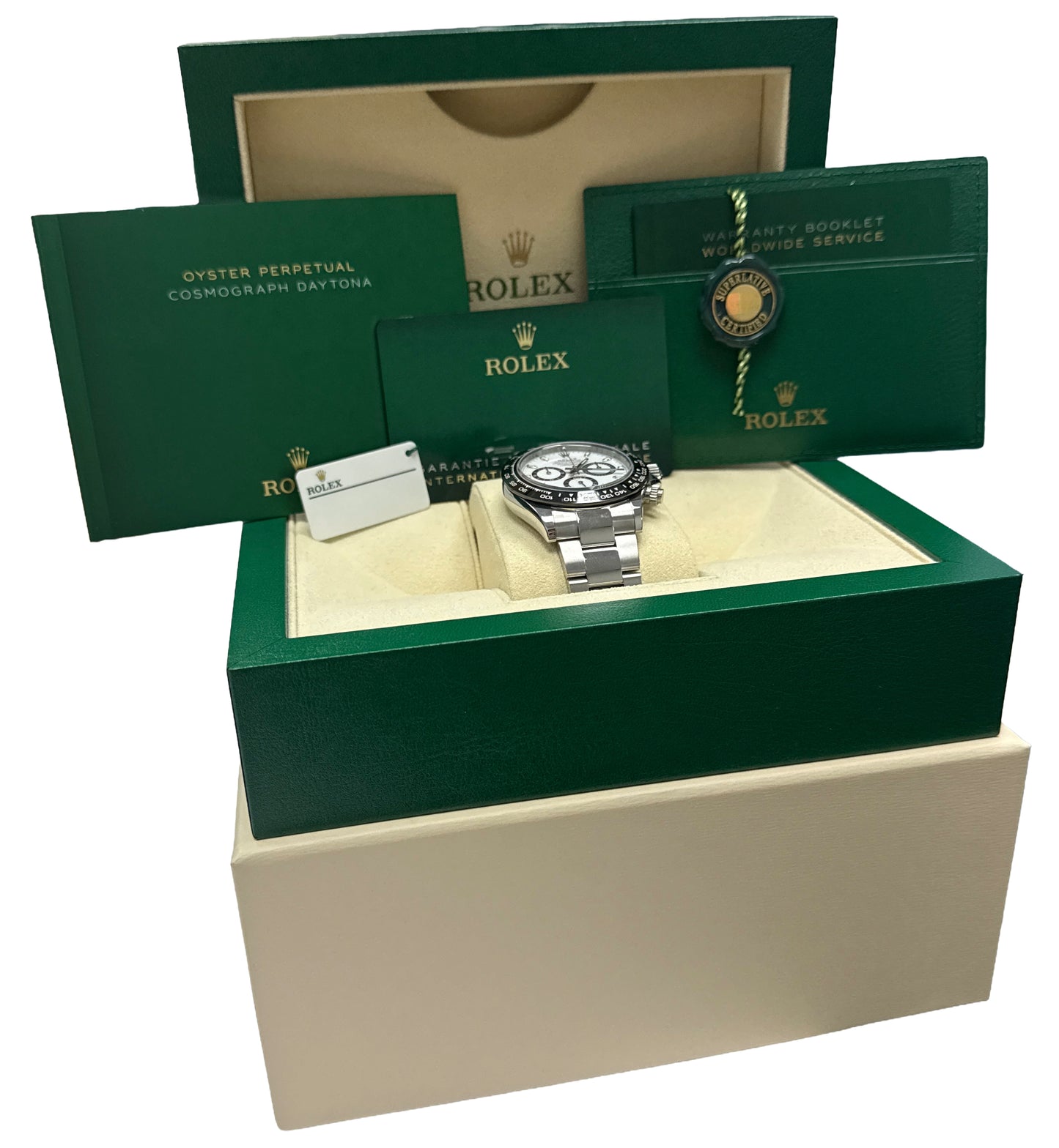 2022 PAPERS Rolex Daytona Cosmograph 40mm PANDA White Ceramic 116500 LN BOX