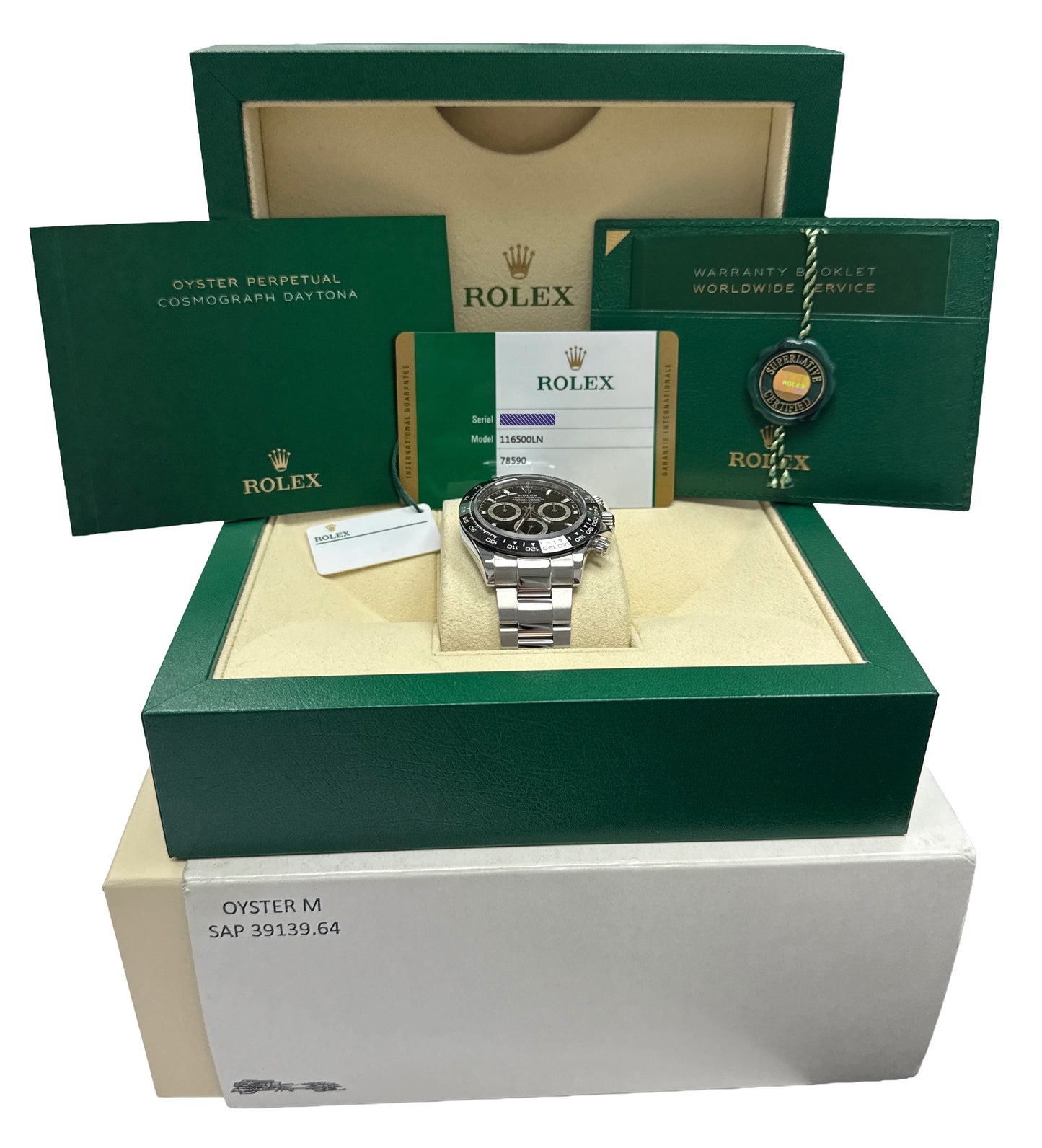 2019 PAPERS Rolex Daytona Cosmograph BLACK Ceramic Steel 40mm 116500 LN BOX