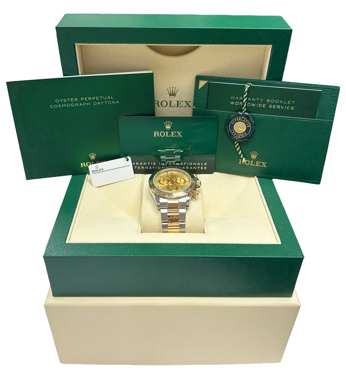 2020 PAPERS Rolex Daytona CHAMPAGNE DIAMOND Two-Tone Steel 18K Gold 116503 BOX