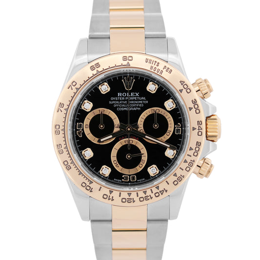 Rolex Daytona BLACK DIAMOND Two-Tone 18K Yellow Gold Stainless Steel 116503 BOX