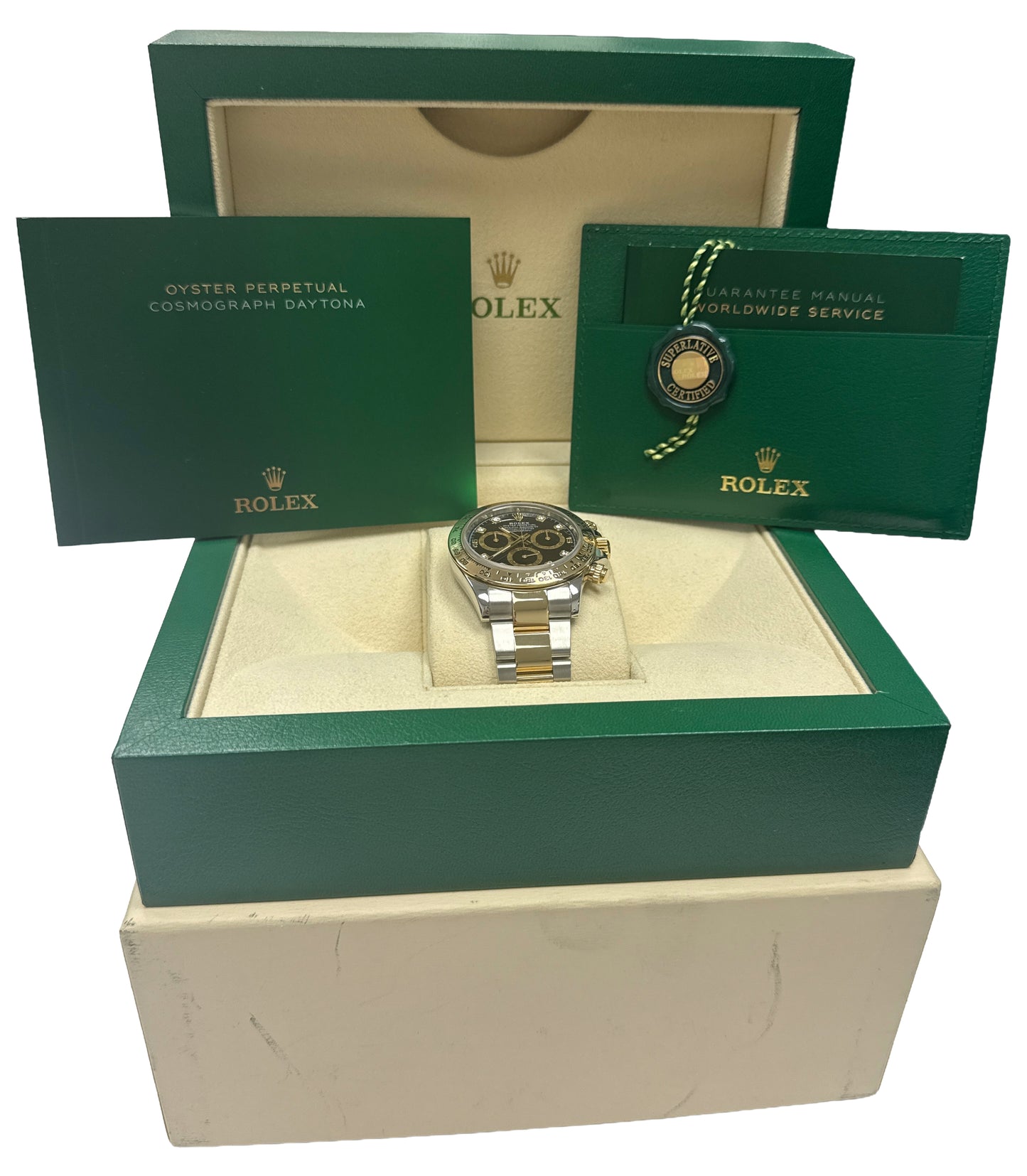 Rolex Daytona BLACK DIAMOND Two-Tone 18K Yellow Gold Stainless Steel 116503 BOX