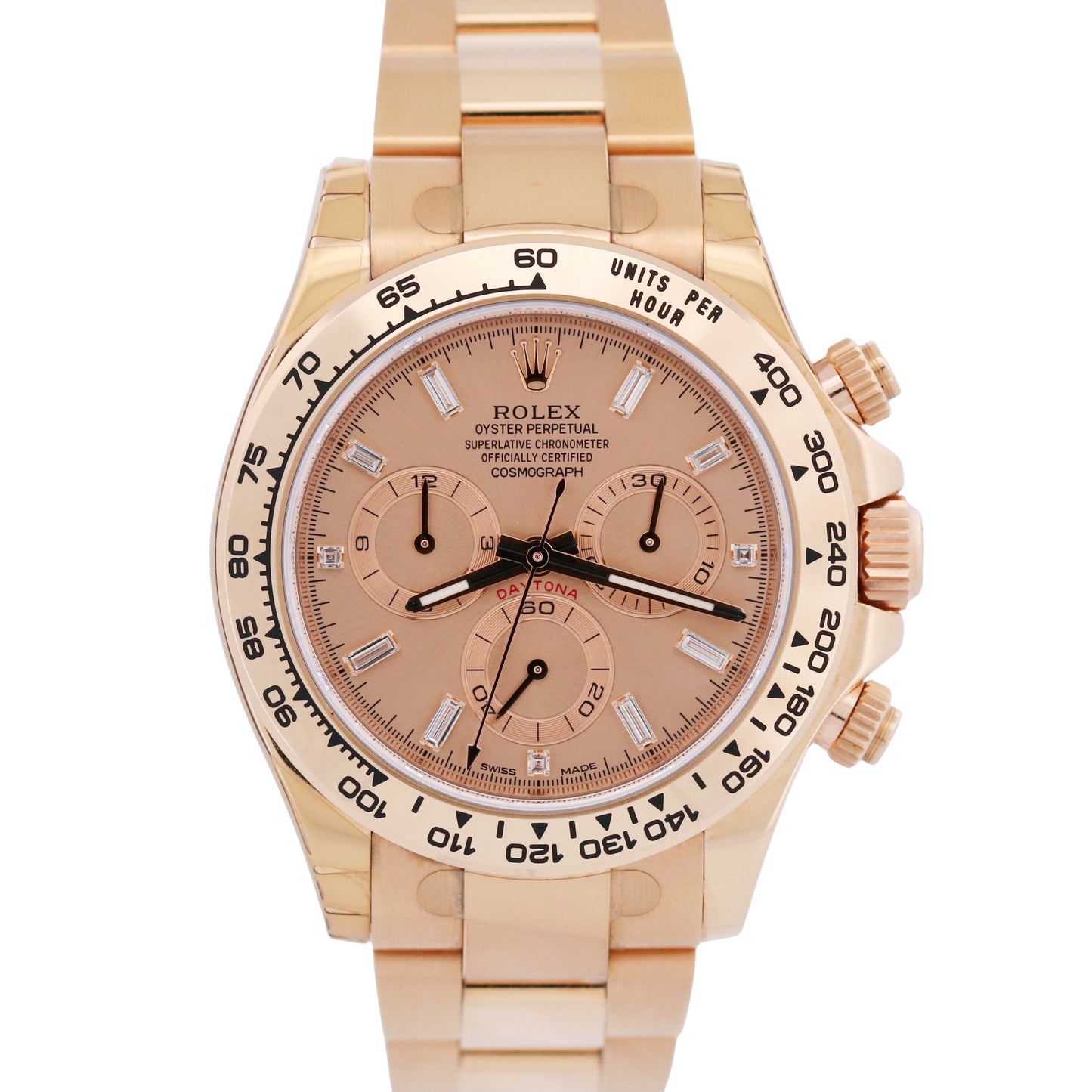 STICKERED PAPERS Rolex Daytona Cosmograph 40mm SUNDUST BAGUETTE 18K 116505 BOX