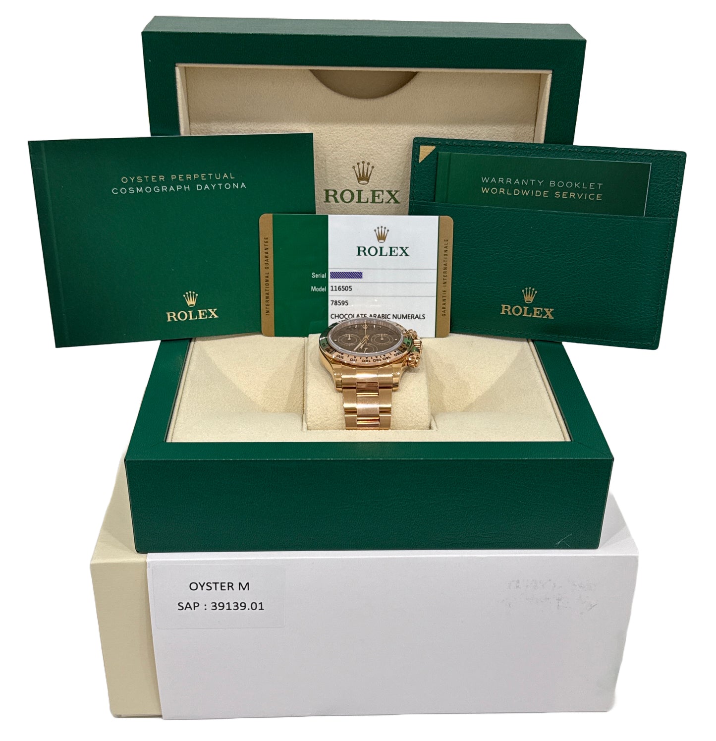 PAPERS Rolex Daytona CHOCOLATE ARABIC 40mm Brown 18K Rose Gold 116505 BOX