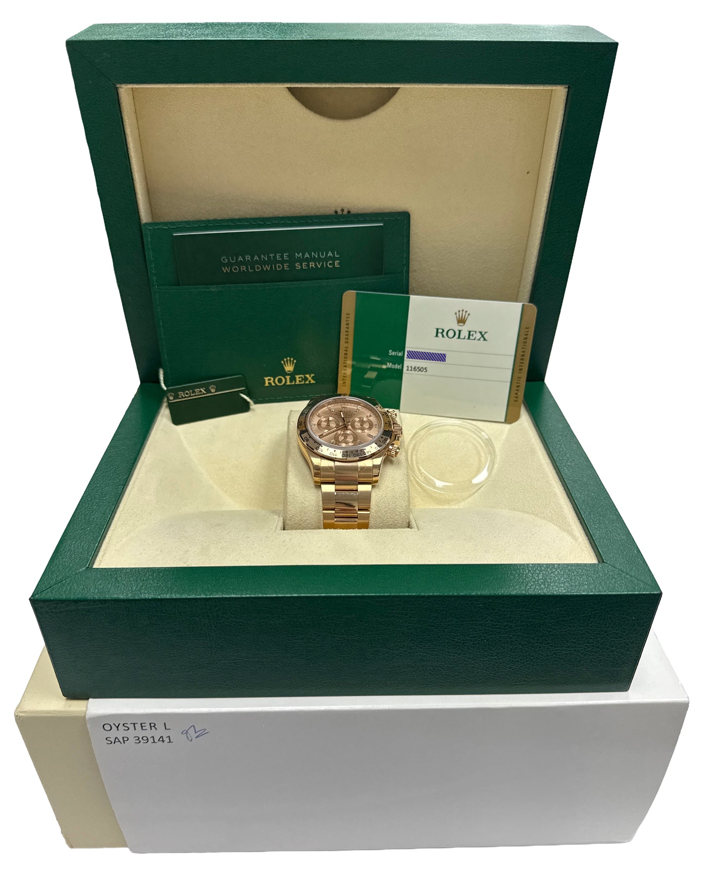 STICKERED PAPERS Rolex Daytona Cosmograph 40mm SUNDUST BAGUETTE 18K 116505 BOX