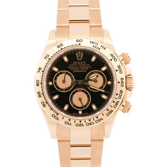 NOS 2011 PAPERS Rolex Daytona Cosmograph BLACK 40mm 18K Rose Gold 116505 BOX