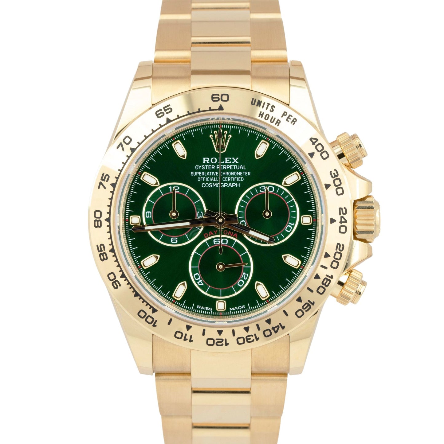 2023 NEW Rolex Daytona GREEN DIAL 40mm Yellow Gold Chronograph Watch 116508 B+P