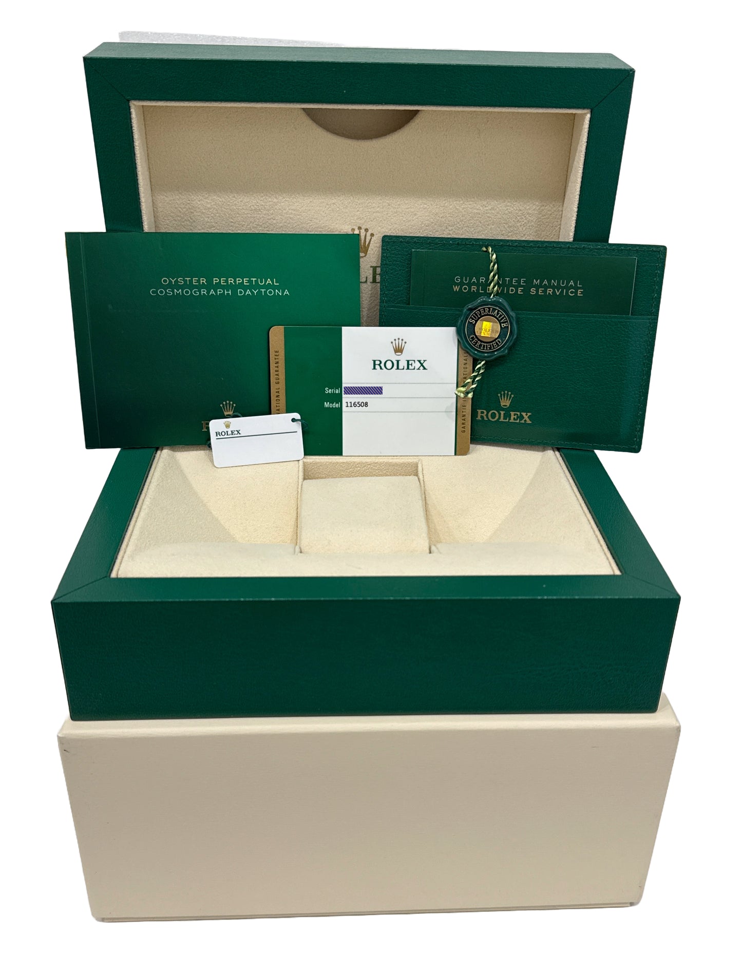 PAPERS Rolex Daytona Cosmograph GREEN 40mm 18K Yellow Gold Watch 116508 BOX