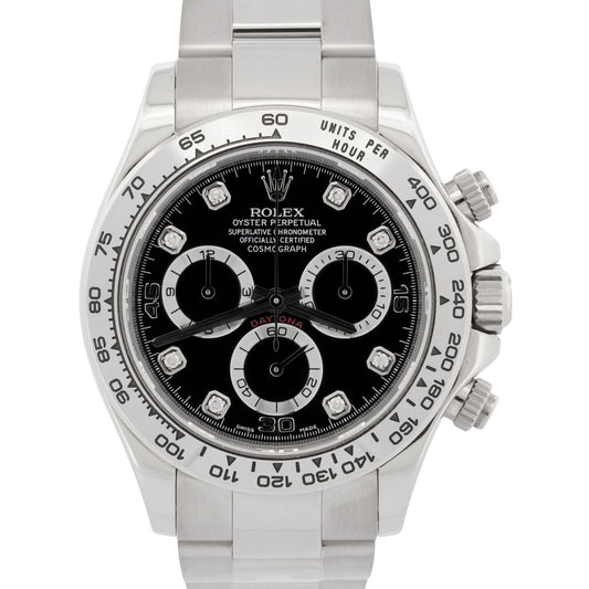 2022 RSC Rolex Daytona Cosmograph 116509 Black Diamond 18K Gold 40mm Box Papers