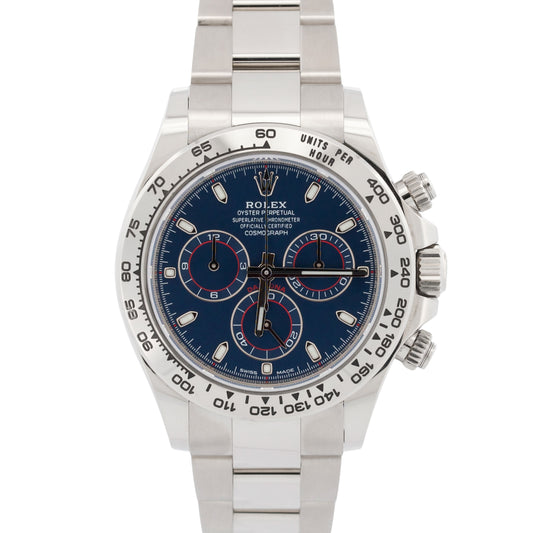 2021 Rolex Daytona Cosmograph 116509 Blue 18K White Gold 40mm Watch Box Papers