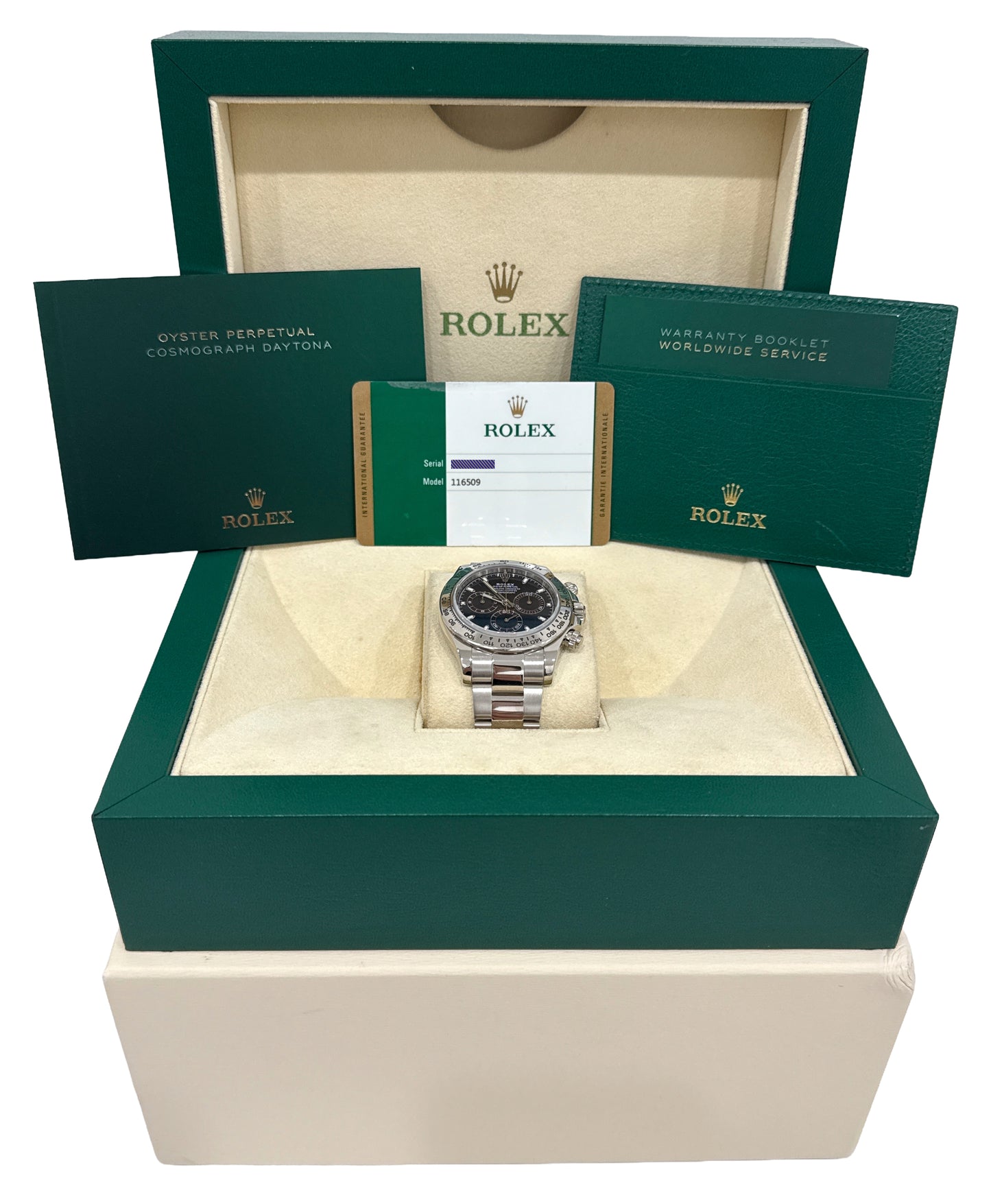 PAPERS Rolex Daytona Cosmograph BLUE 18K White Gold 40mm Watch 116509 BOX