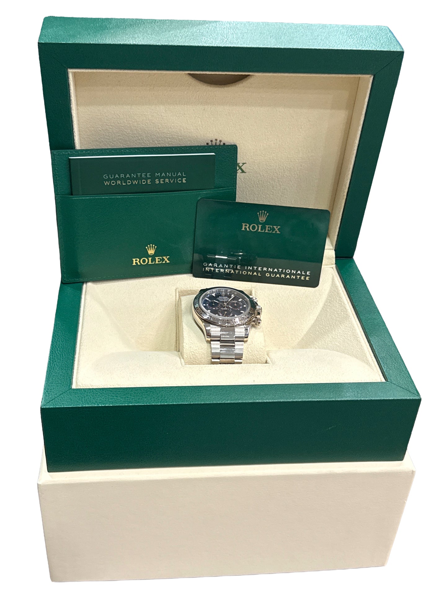 2021 PAPERS Rolex Daytona Cosmograph BLUE 18K White Gold 40mm Watch 116509 BOX