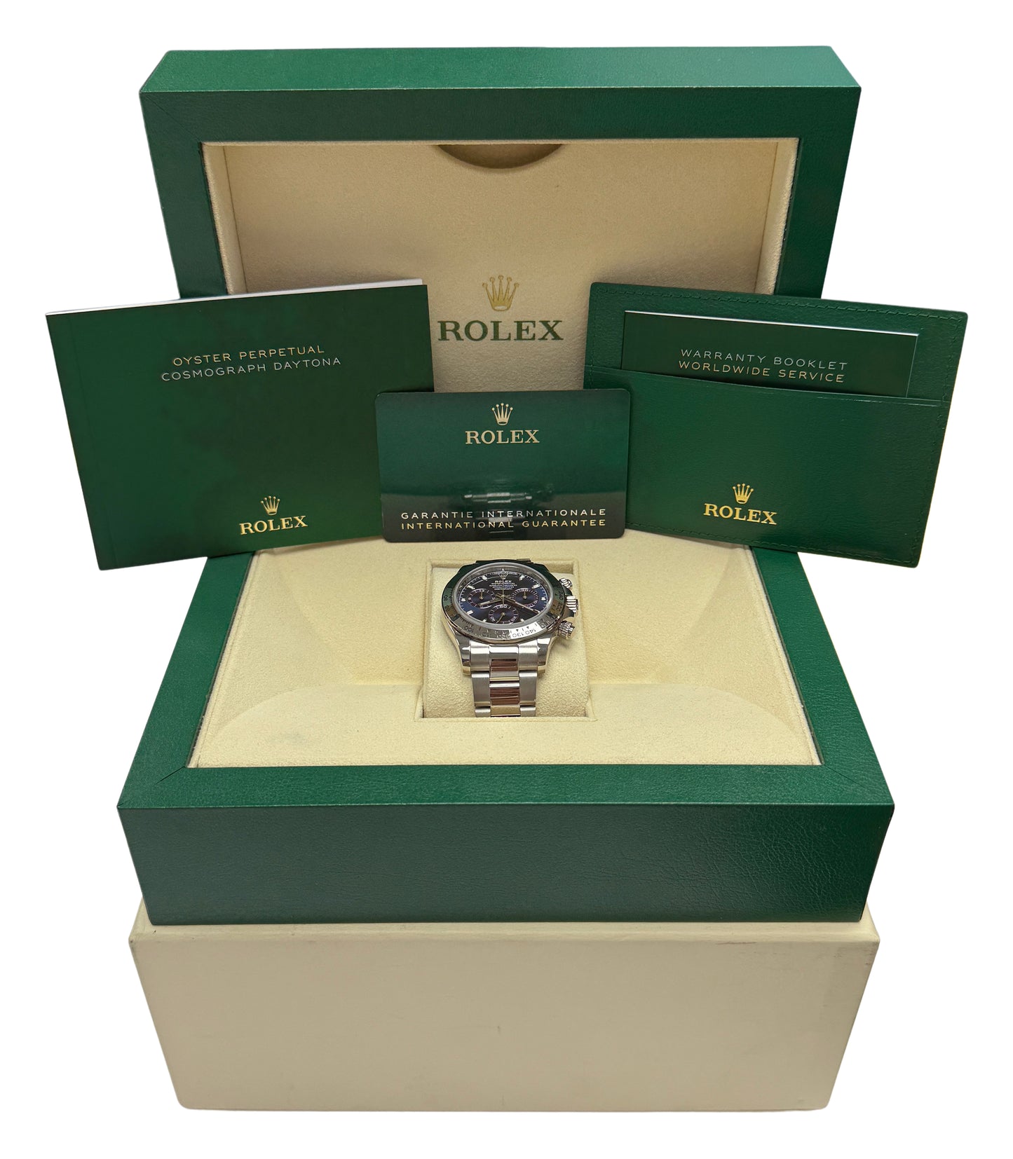 2020 Rolex Daytona Cosmograph 116509 Blue 18K White Gold Oyster Box Papers